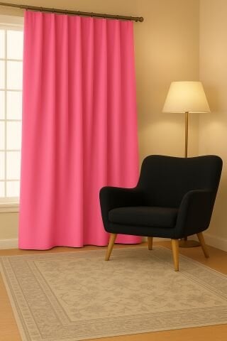 Luna Serisi Kadife Dokulu Fon Perde Pembe