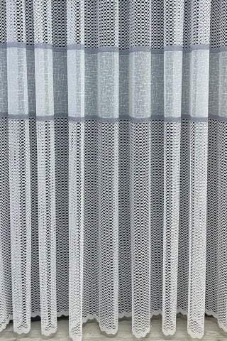 Bodrum Şeritli Tül Perde Gri