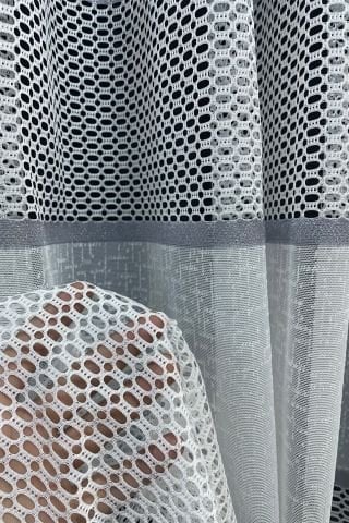 Bodrum Şeritli Tül Perde Gri