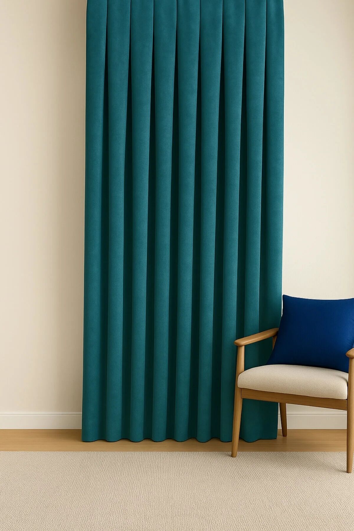 Barcelona Kadife Dokulu Fon Perde Petrol