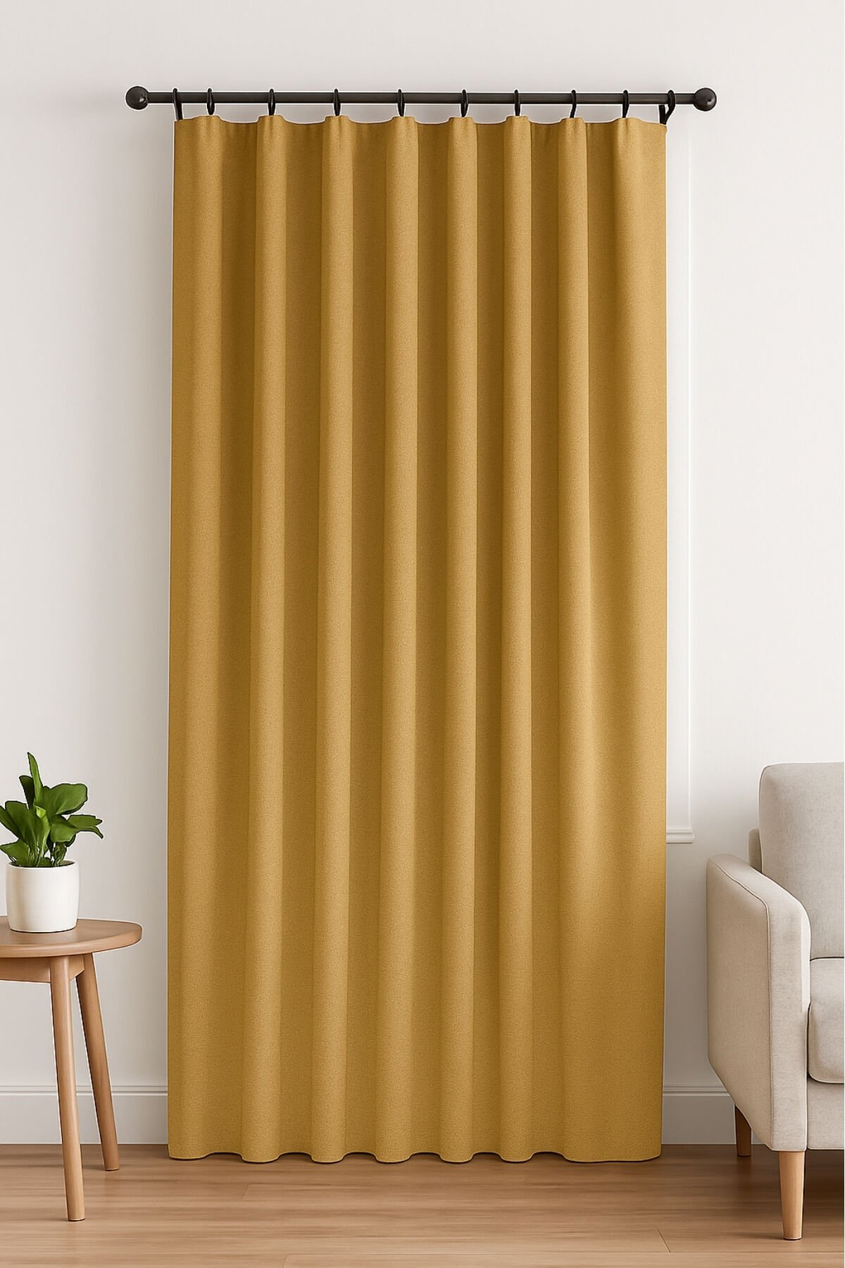 Nova Serisi Keten Fon Perde Hardal