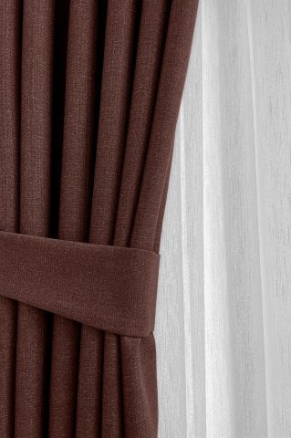 Alaska Keten Fon Perde Kahverengi