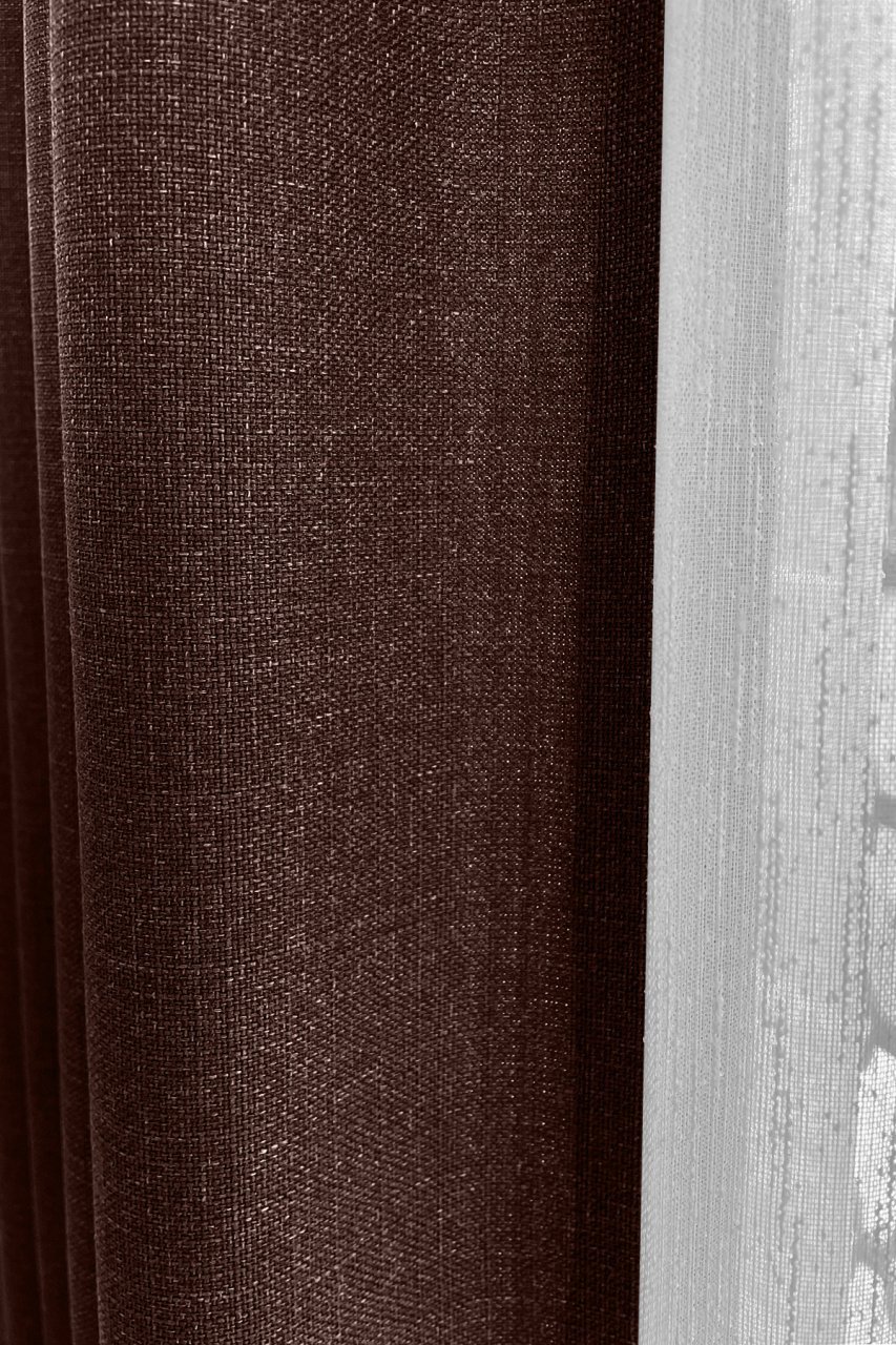 Alaska Keten Fon Perde Kahverengi