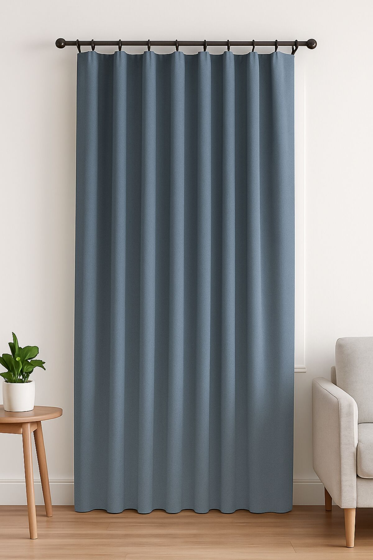 Nova Serisi Keten Fon Perde İndigo