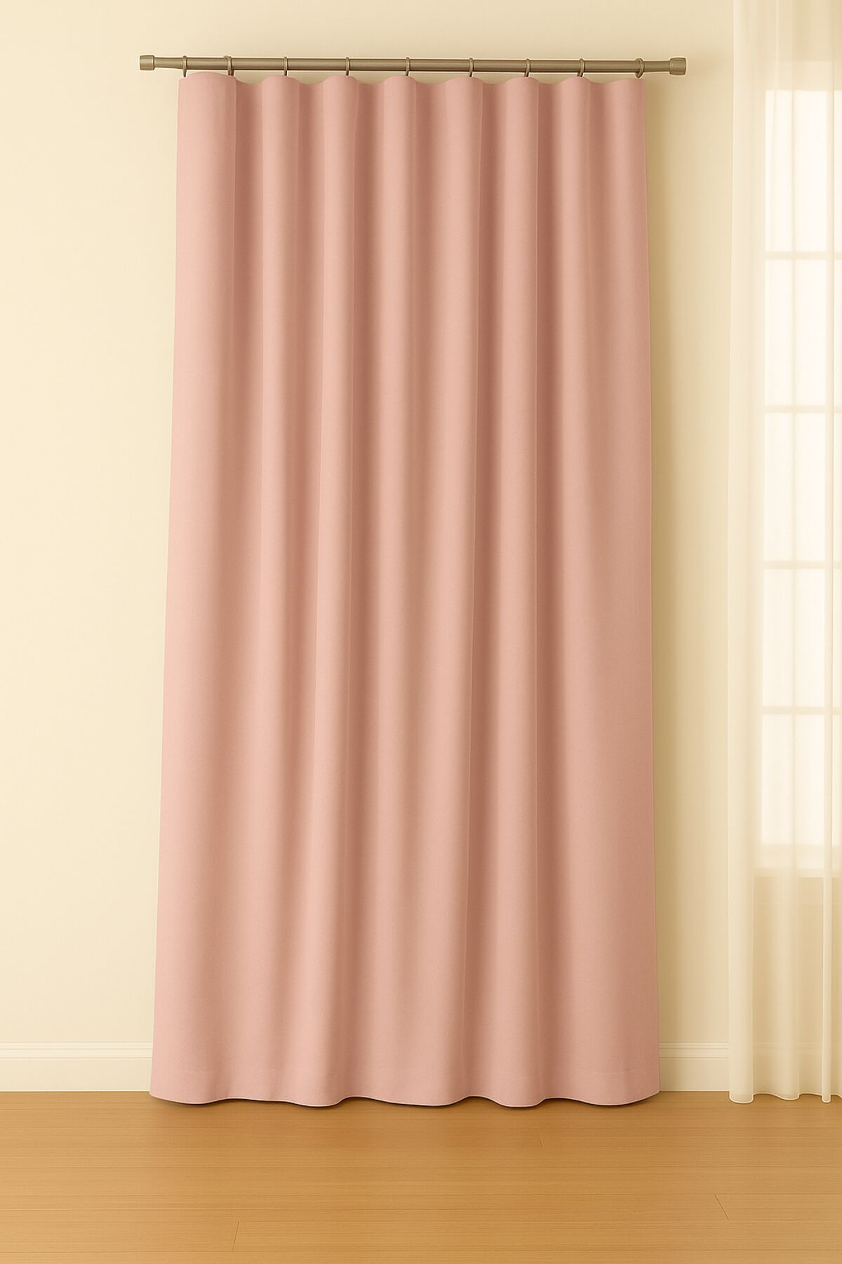 Luna Serisi Kadife Dokulu Fon Perde Pudra