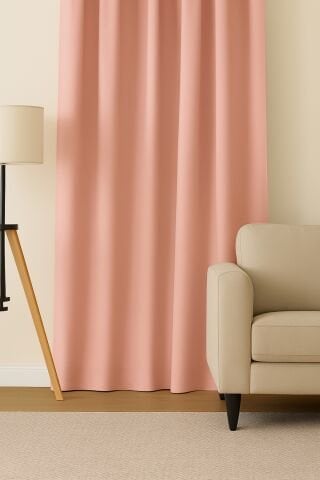 Luna Serisi Kadife Dokulu Fon Perde Pudra