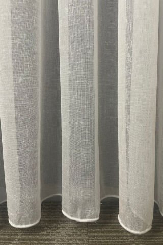 Foldet Keten Tül Perde - Ekru