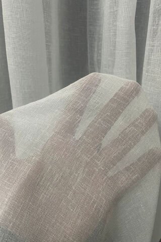 Foldet Keten Tül Perde - Ekru