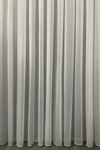 Foldet Keten Tül Perde - Ekru