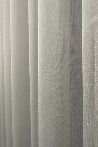 Foldet Keten Tül Perde - Ekru