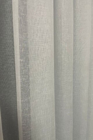 Foldet Keten Tül Perde - Ekru