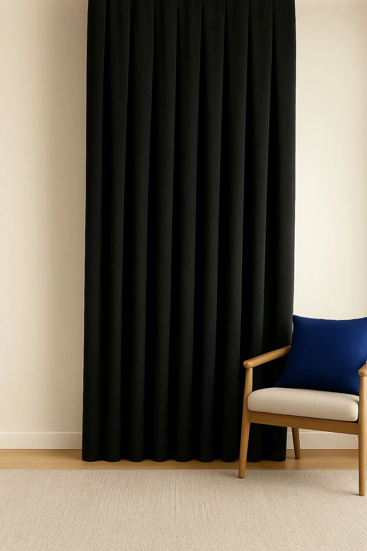 Barcelona Kadife Dokulu Fon Perde Siyah