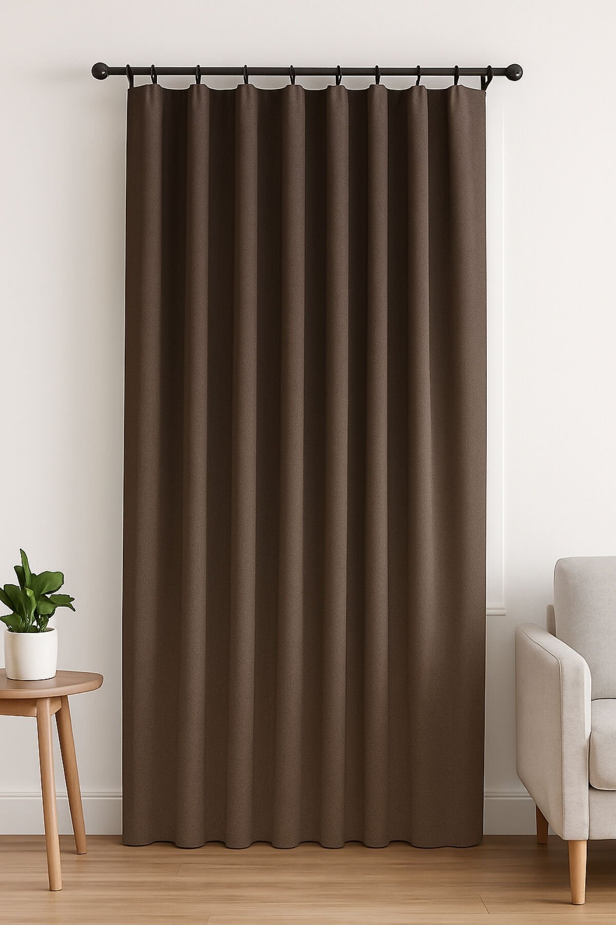 Nova Serisi Keten Fon Perde Kahverengi