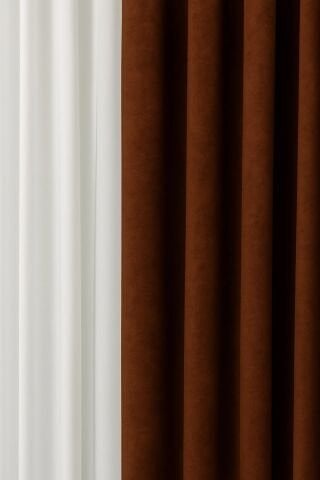 Barcelona Kadife Dokulu Fon Perde Sütlü Kahve