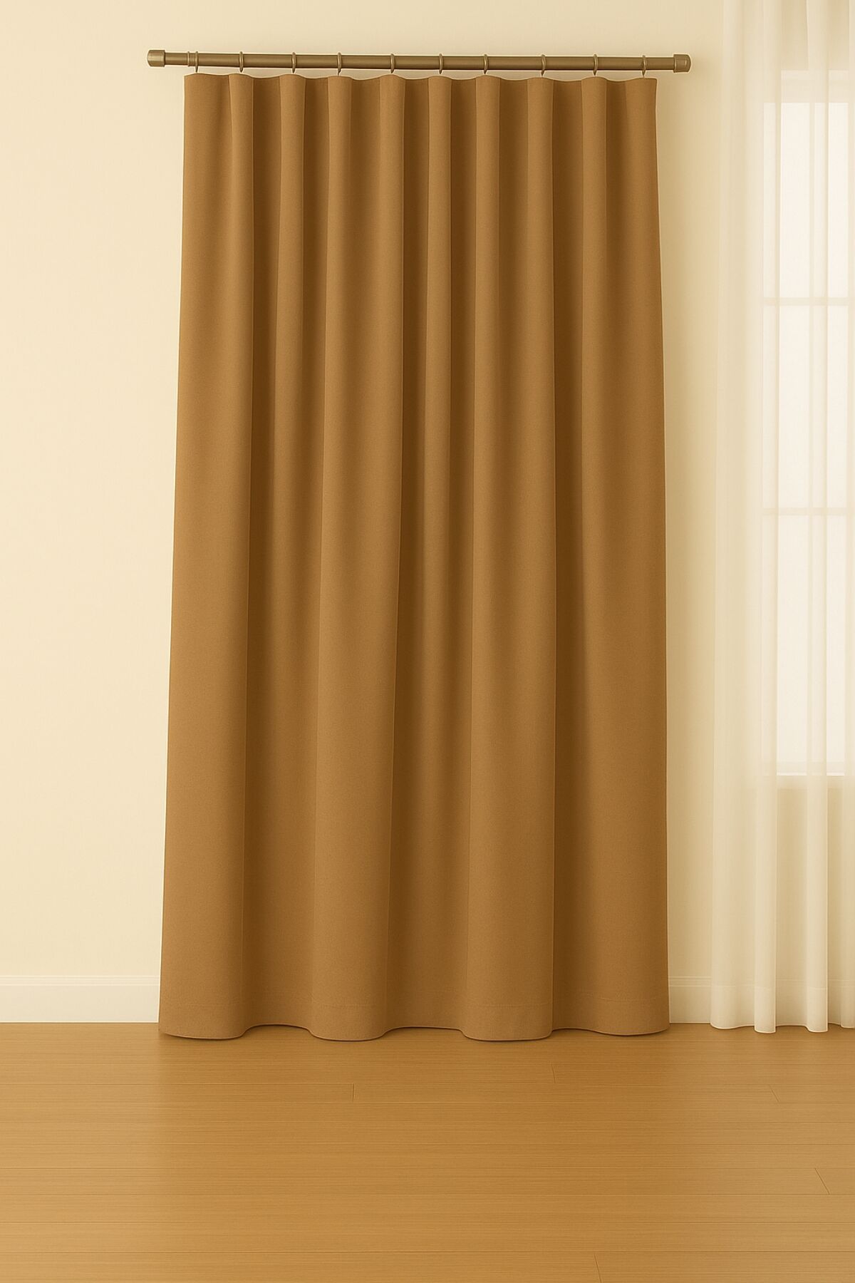 Luna Serisi Kadife Dokulu Fon Perde Sütlü Kahve