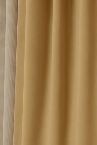 Luna Serisi Kadife Dokulu Fon Perde Sütlü Kahve