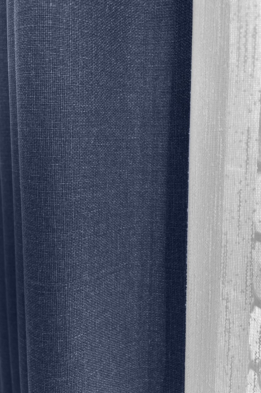 Alaska Keten Fon Perde Lacivert