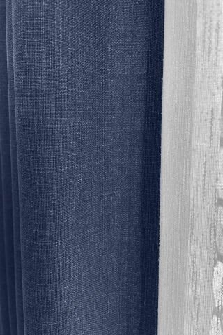 Nova Serisi Keten Fon Perde Lacivert