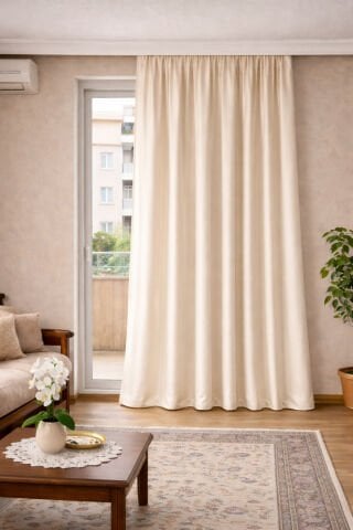 Saten Güneşlik Perde - Krem