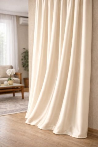 Saten Güneşlik Perde - Krem