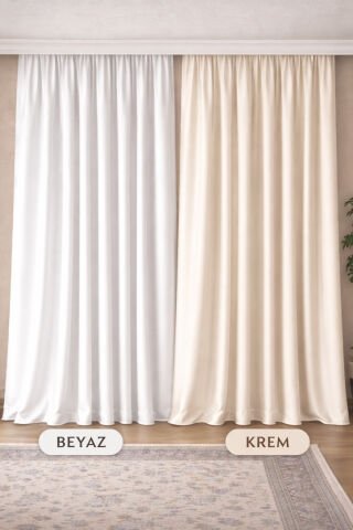 Saten Güneşlik Perde - Krem