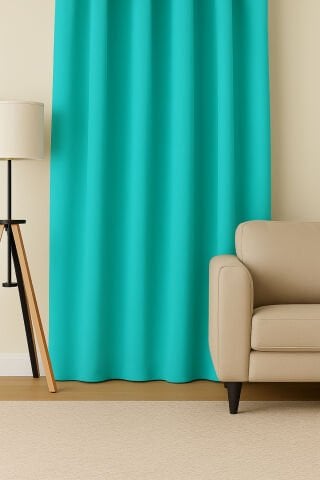 Luna Serisi Kadife Dokulu Fon Perde Turkuaz
