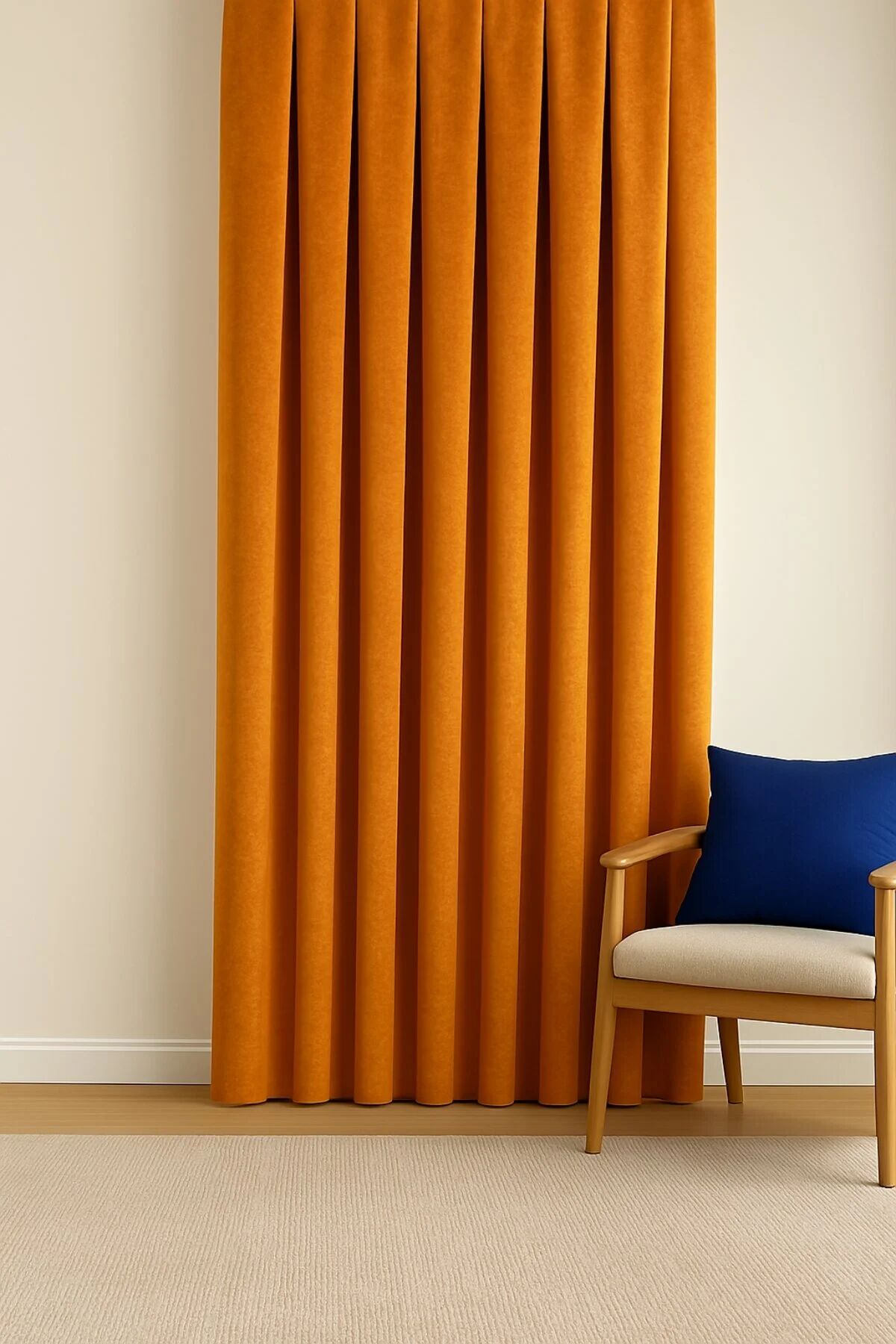 Barcelona Kadife Dokulu Fon Perde Turuncu