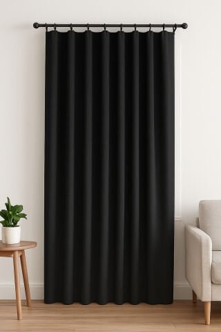 Nova Serisi Keten Fon Perde Siyah