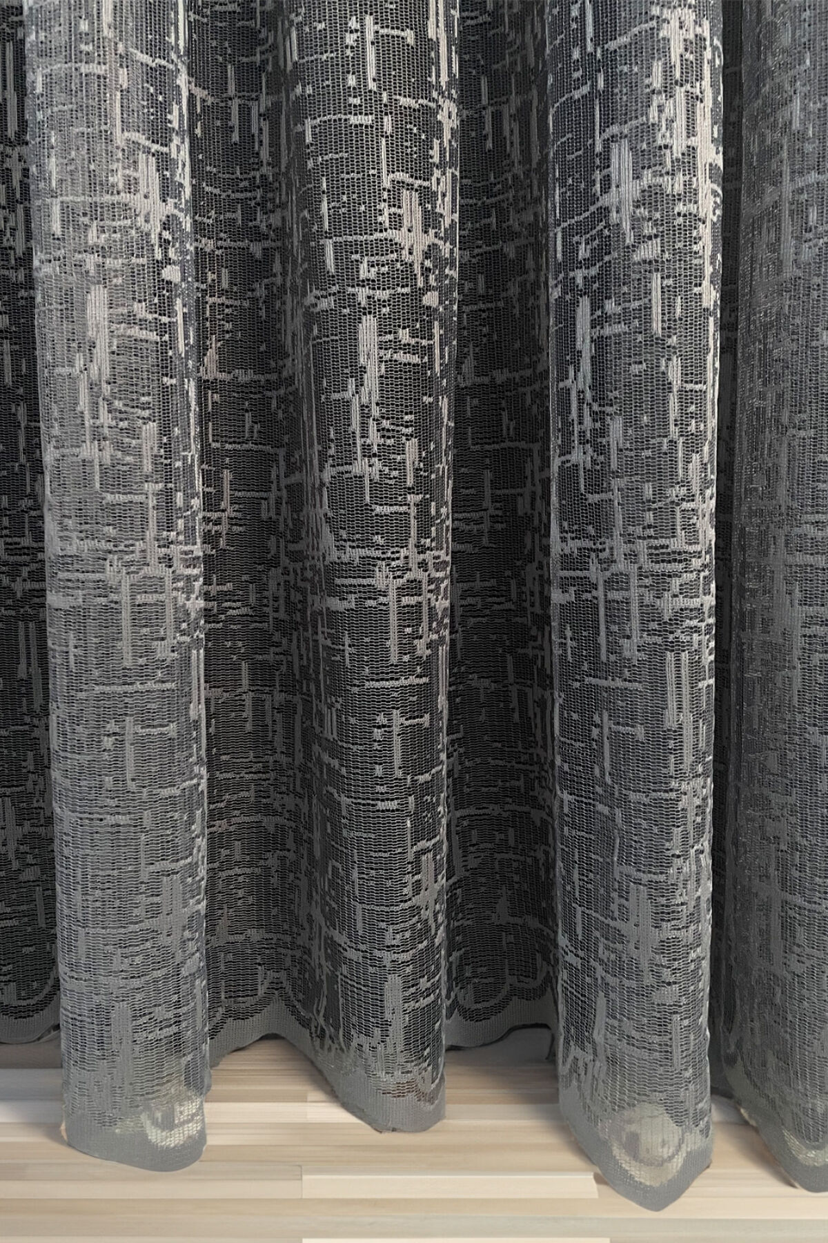 Sofya Jakar Desenli Tül Perde - Antrasit