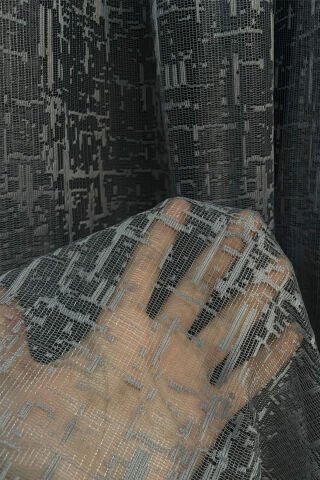 Sofya Jakar Desenli Tül Perde - Antrasit