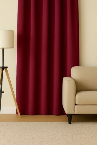 Luna Serisi Kadife Dokulu Fon Perde Vişne