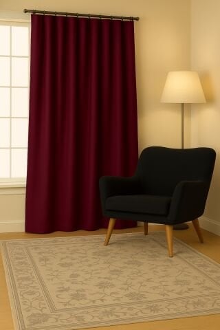 Luna Serisi Kadife Dokulu Fon Perde Vişne