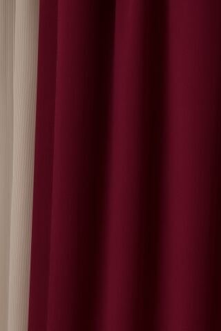 Luna Serisi Kadife Dokulu Fon Perde Vişne