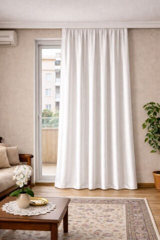 Saten Güneşlik Perde - Beyaz