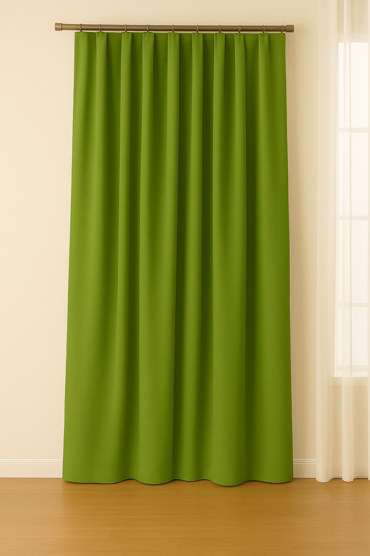 Luna Serisi Kadife Dokulu Fon Perde Yaprak Yeşili