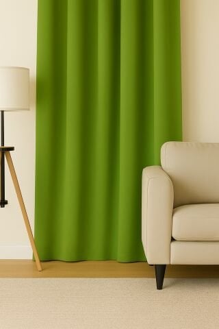 Luna Serisi Kadife Dokulu Fon Perde Yaprak Yeşili