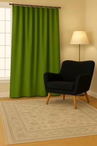 Luna Serisi Kadife Dokulu Fon Perde Yaprak Yeşili