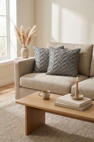 Harmony Serisi Püsküllü Dekoratif Kırlent Kılıfı – Açık Gri