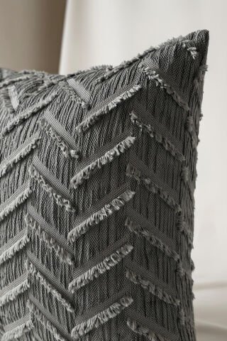 Harmony Serisi Püsküllü Dekoratif Kırlent Kılıfı – Açık Gri