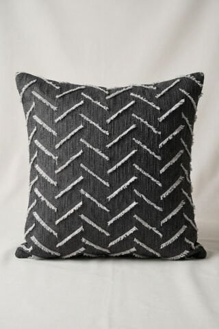 Harmony Serisi Püsküllü Dekoratif Kırlent Kılıfı – Antrasit&Açık Gri