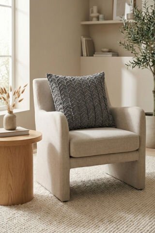 Harmony Serisi Püsküllü Dekoratif Kırlent Kılıfı – Antrasit&Gri