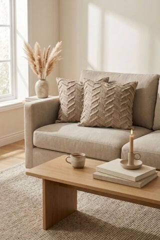 Harmony Serisi Püsküllü Dekoratif Kırlent Kılıfı – Bej