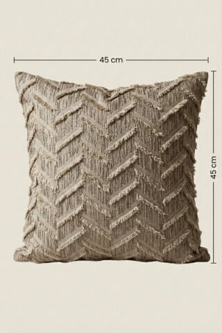 Harmony Serisi Püsküllü Dekoratif Kırlent Kılıfı – Bej