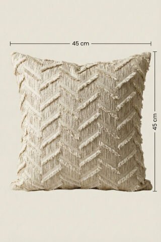 Harmony Serisi Püsküllü Dekoratif Kırlent Kılıfı – Krem