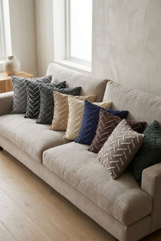 Harmony Serisi Püsküllü Dekoratif Kırlent Kılıfı – Krem