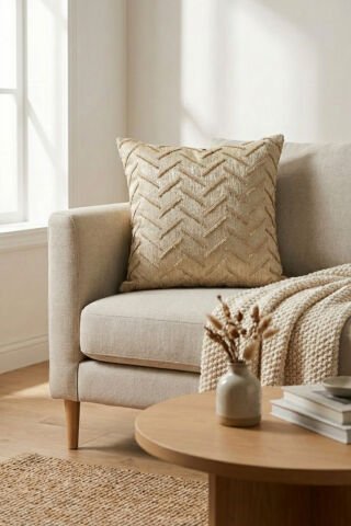 Harmony Serisi Püsküllü Dekoratif Kırlent Kılıfı – Krem&Bej