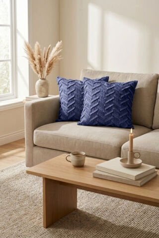 Harmony Serisi Püsküllü Dekoratif Kırlent Kılıfı – Lacivert