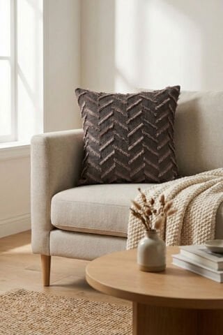 Harmony Serisi Püsküllü Dekoratif Kırlent Kılıfı – Pudra