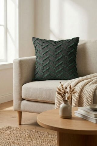 Harmony Serisi Püsküllü Dekoratif Kırlent Kılıfı – Yeşil