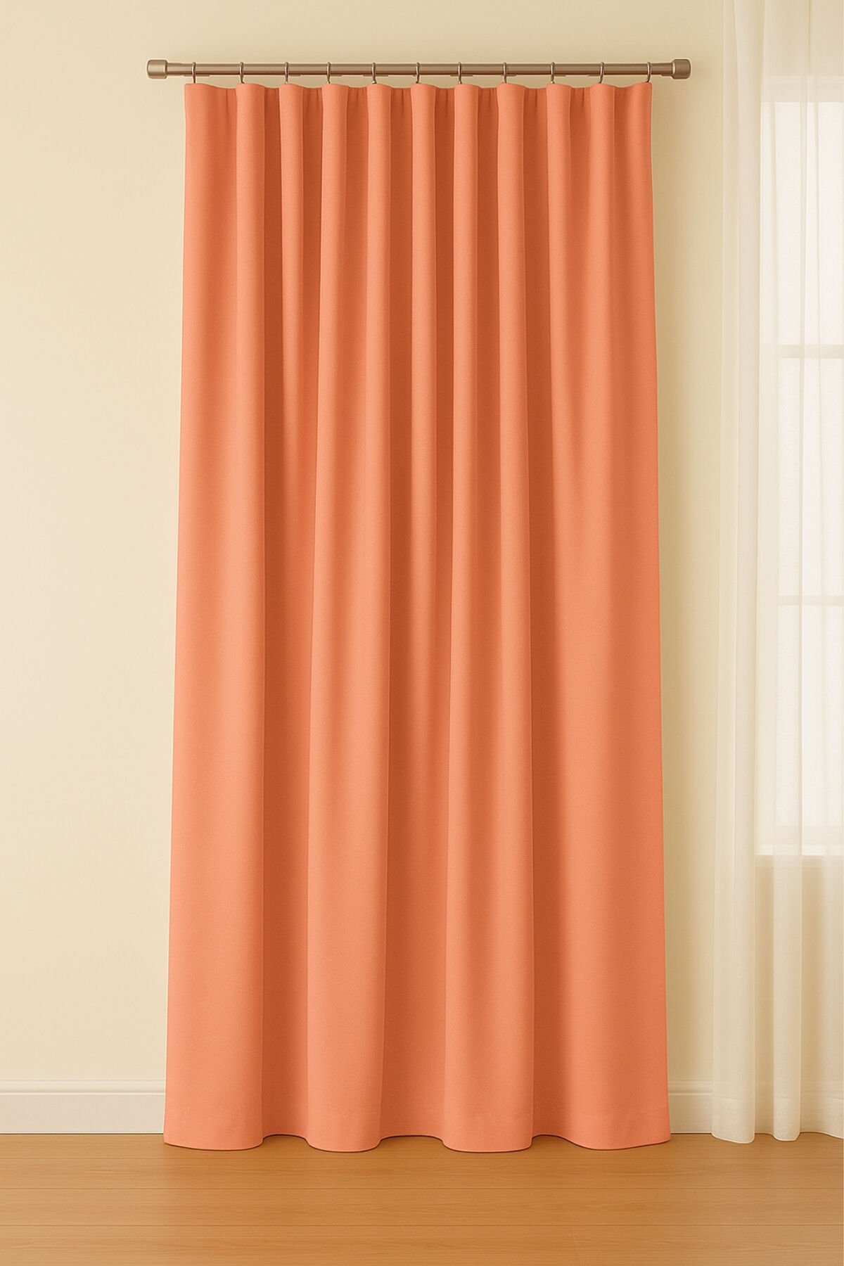 Luna Serisi Kadife Dokulu Fon Perde Yavruağzı